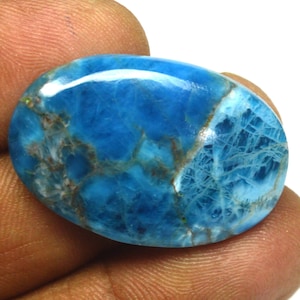 Mexican Awesome Quality Blue Apatite Gemstone, Smooth Blue Apatite Cabochon, Semi Precious Stone, Oval Shape Stone, Size 31X20X5 MM