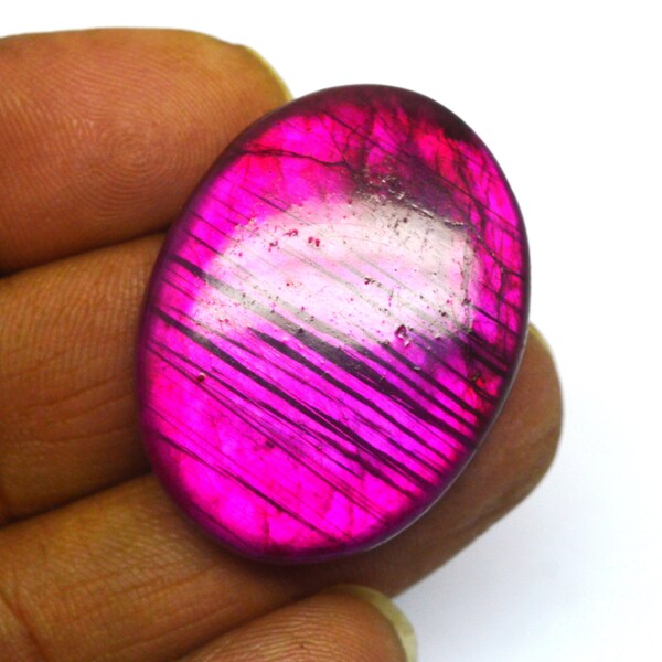 Marvelous Attractive Quality Labradorite Gemstone, Amazing Purple Dyed Labradorite Cabochon, Oval Shape Gemstone, Size 35X26X6 MM