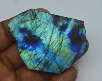 Outstanding Awesome Quality Large Labradorite Slice Gemstone, Loose Gemstone, Without Polished, Natural Blue Flashy Slice, Size 65X46X8 MM