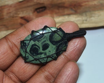 Kambaba Jasper Pendant 43x29x4MM Smooth Plain Pear Shape Cabochon Gemstone Pendant