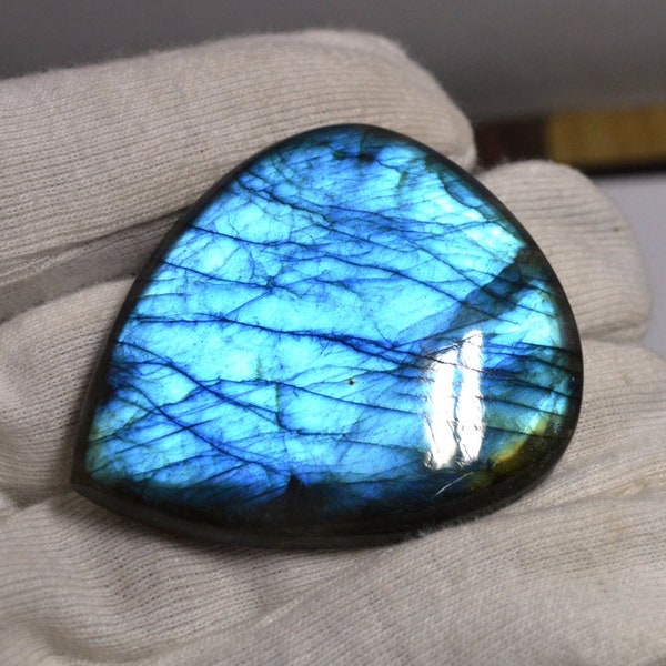 Alta qualità Blu Labradorite Cabochon Ciondolo Labradorite 50x42x7 MM Smooth Plain Pear Forma Cabochon
