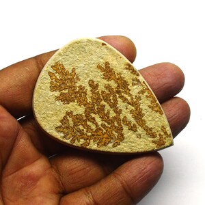 Valuable Awesome Quality Golden Leaf Gemstone, Handicraft Golden Leaf Cabochon, ToppestGolden Leaf Stone, Pear Shape, Size 63X46X6 MM image 3