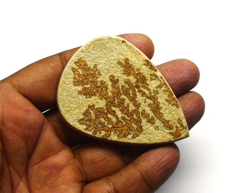 Valuable Awesome Quality Golden Leaf Gemstone, Handicraft Golden Leaf Cabochon, ToppestGolden Leaf Stone, Pear Shape, Size 63X46X6 MM image 3