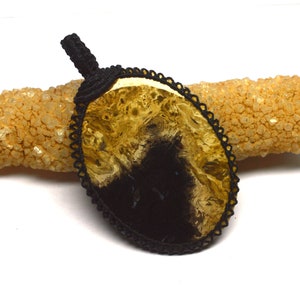 Höchste Qualität Solid Makramee Pendent Palm Holz Edelstein, gut polierte Palm Holz Cabochon, ovale Form, Halbedelstein, Größe 67X40X5 MM