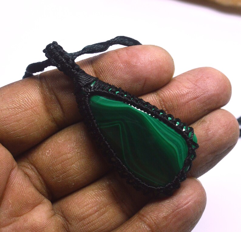 86.Carat Natural Malachite Pendant Size 59x25x7MM,Malachite Healing Jewelry,Gem Pendant macrame necklace