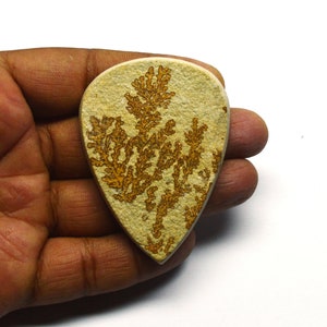 Valuable Awesome Quality Golden Leaf Gemstone, Handicraft Golden Leaf Cabochon, ToppestGolden Leaf Stone, Pear Shape, Size 63X46X6 MM image 2
