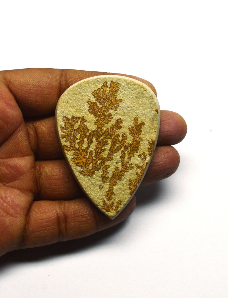 Valuable Awesome Quality Golden Leaf Gemstone, Handicraft Golden Leaf Cabochon, ToppestGolden Leaf Stone, Pear Shape, Size 63X46X6 MM image 2