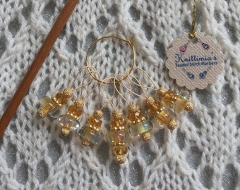 Lampwork with Gold Accent Beaded Stitch Marker Set of 7