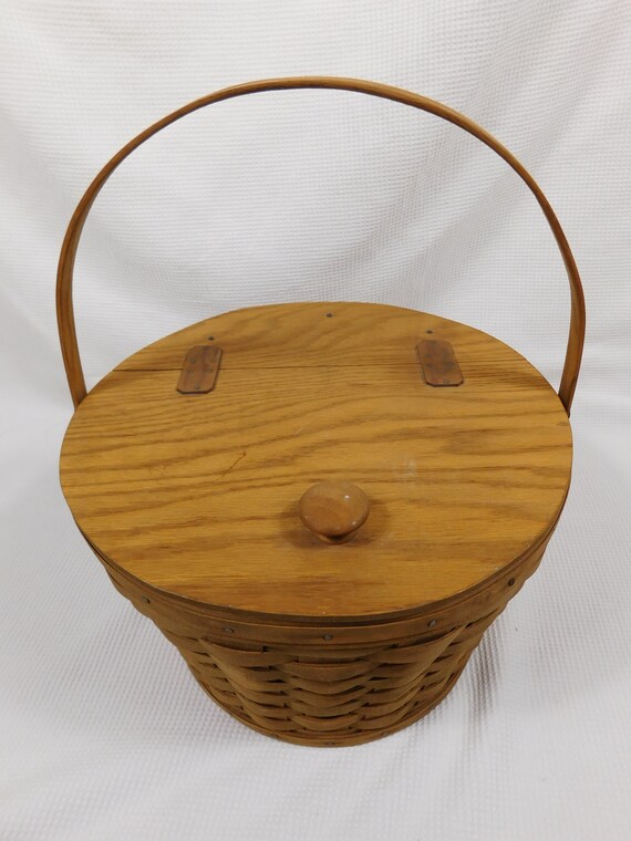 Rare Vintage LONGABERGER 1984 Round Picnic Basket 13X9 Gem