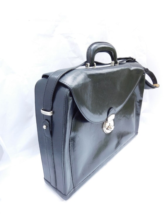 Vintage Firenze Pratesi Black Italian Leather Bri… - image 3