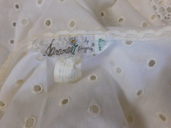 70's White Long Button Down Eyelette Nightgown by Serbin main image 0