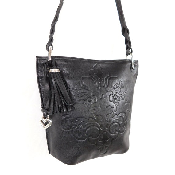 AUTHENTIC BRIGHTON Black Embossed Leather Small S… - image 1