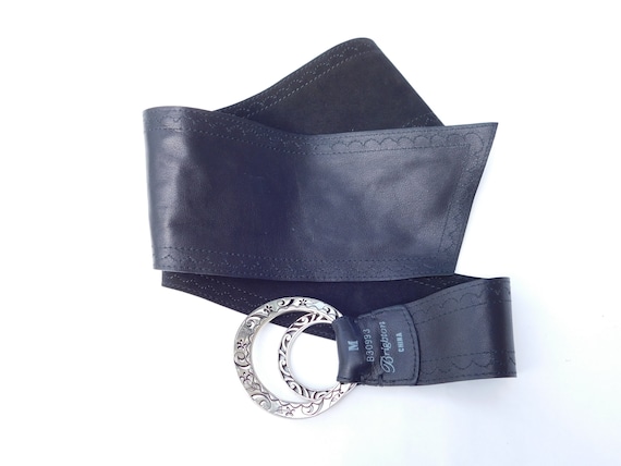 VINTAGE 1990'S BRIGHTON Black Wide Leather Buckle… - image 2