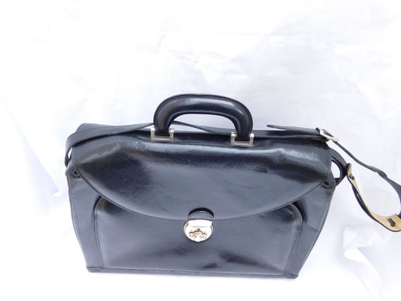 Vintage Firenze Pratesi Black Italian Leather Bri… - image 2