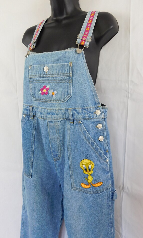 Vintage Looney Tunes Tweety Denim Jumpsuit Overalls Med Etsy