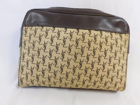 Rare Vintage YSL Canvas Monogram Clutch Cosmetic … - image 2