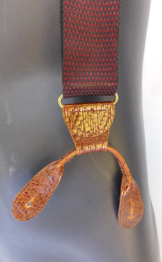Vintage MARTIN DINGMAN Embossed Leather Y Suspend… - image 2