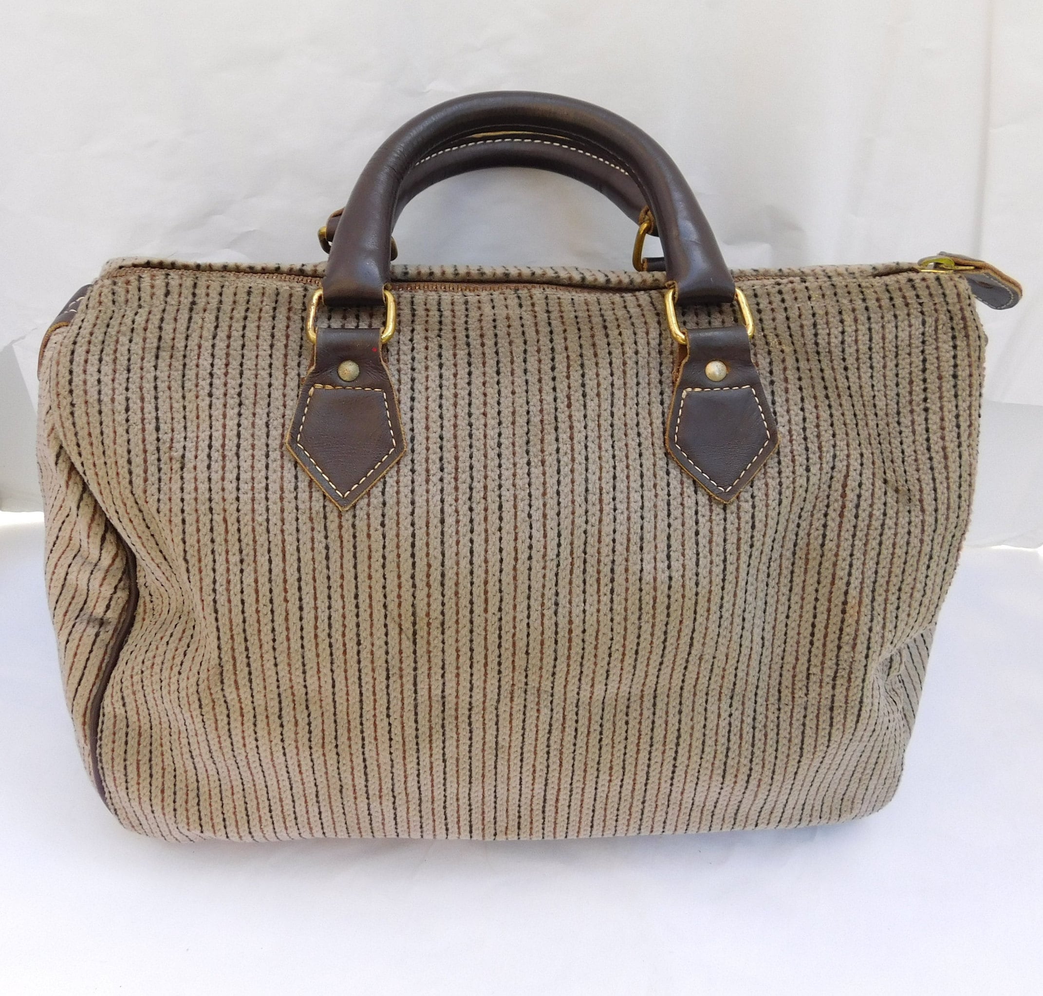 Vintage FRENCH LUGGAGE COMPANY Canvas Leather Trim Speedy Satchel Etsy