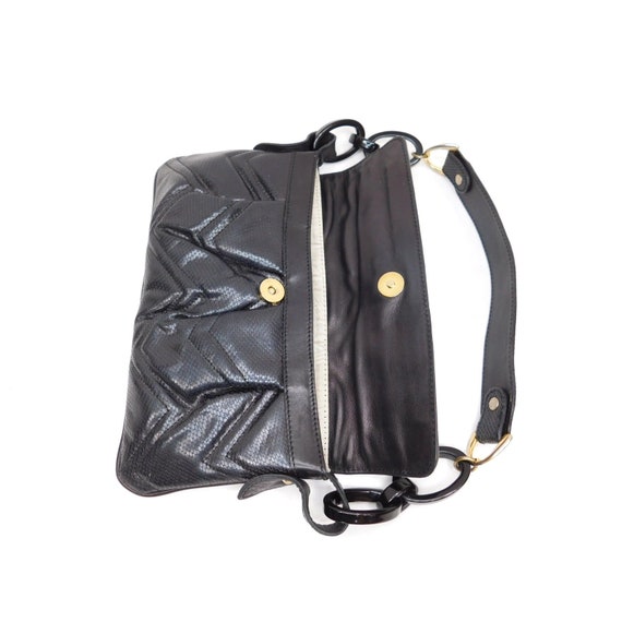 Vintage Just Cavalli Black Textured Leather Mini … - image 7