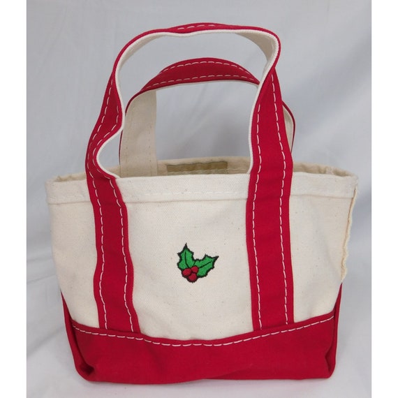 Vintage 90s LL Bean Boat And Tote Canvas Pink Hearts Strap Small