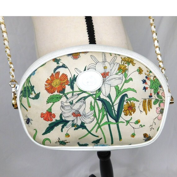 Rare Vintage GUCCI FLORA GARDEN Leather Trim Cross