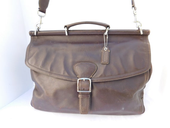 Vintage Distressed Coach Brown Leather Hipster Br… - image 1