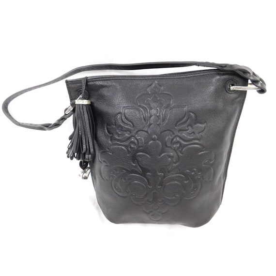 AUTHENTIC BRIGHTON Black Embossed Leather Small S… - image 2