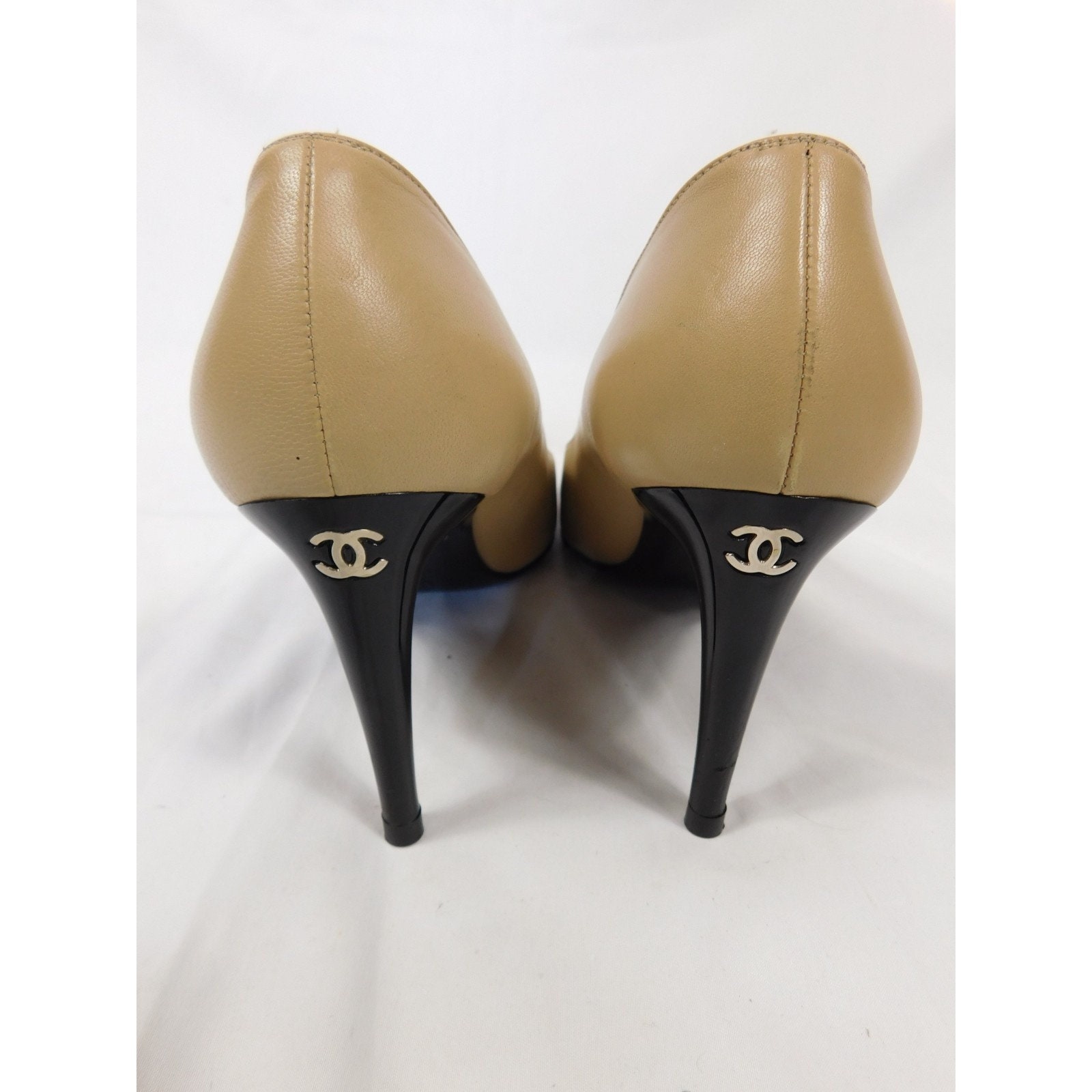 Chanel Authentic CC Black T Strap Mary Jane Pumps Gold Chain Heel Shoes  40/9.5