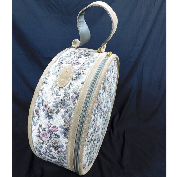 French Luggage Co. Tapestry Suede Rose Train Case… - image 3