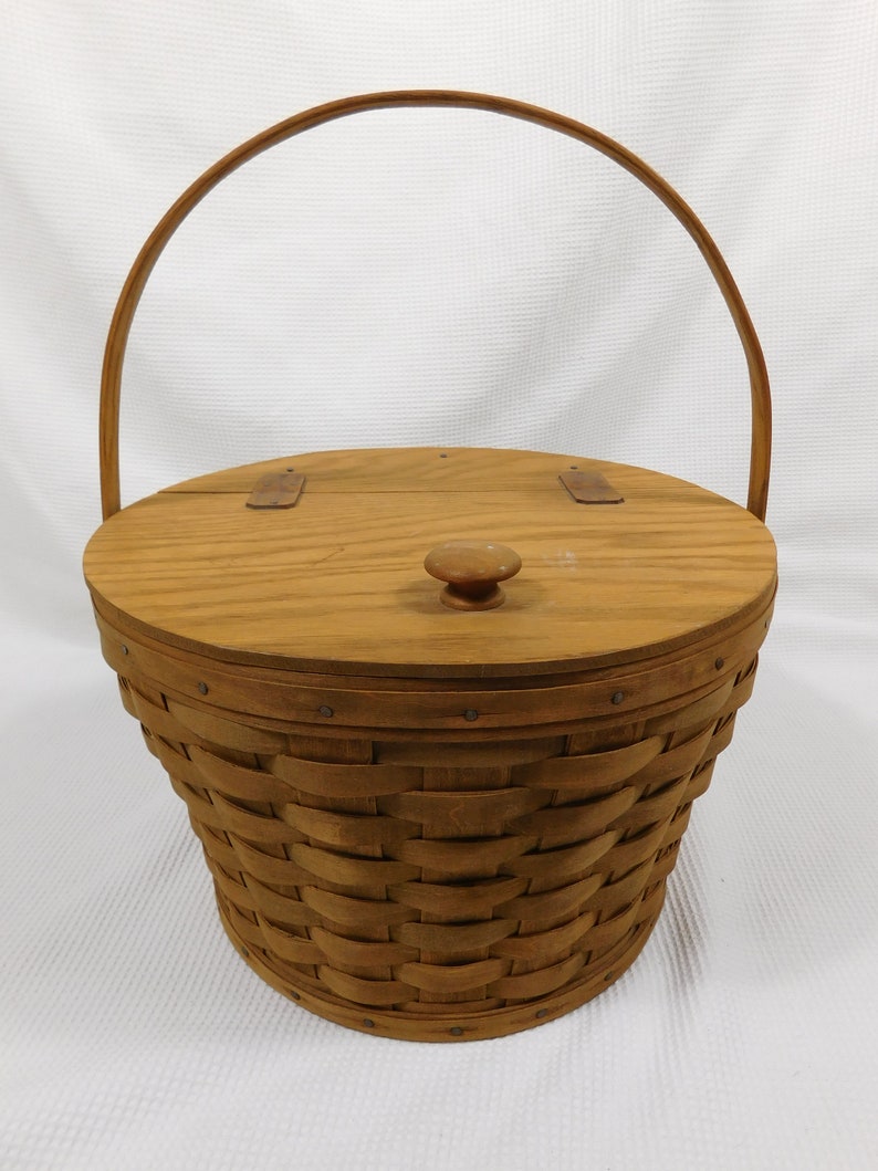 Rare Vintage LONGABERGER 1984 Round Picnic Basket 13X9 Etsy