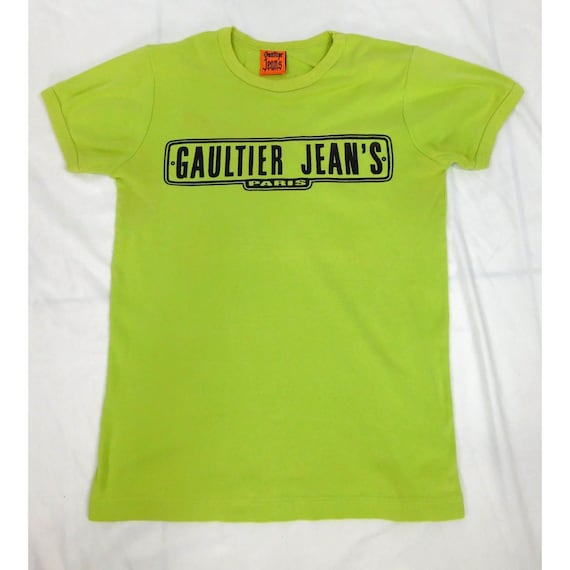 Rare Vintage Jean Paul Gaultier Lime Green Logo T… - image 1