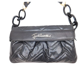 Vintage Just Cavalli Black Textured Leather Mini Shoulder Bag