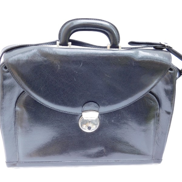 Vintage Firenze Pratesi Black Italian Leather Briefcase