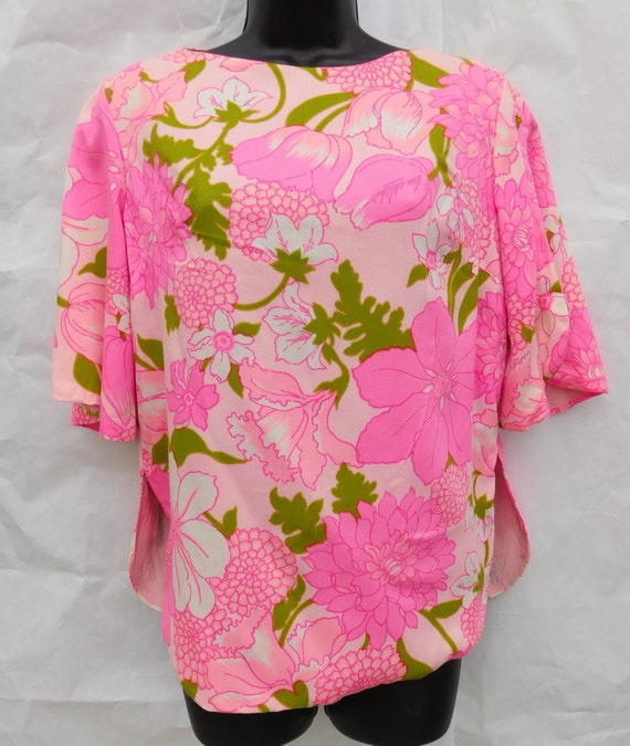 Vintage 1970's Joy Stevens Bold Floral Print Silk 