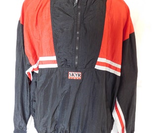 Vintage 80'S Skyr Colorblock Nylon Windbreaker Big Logo Jacket Size X-Large