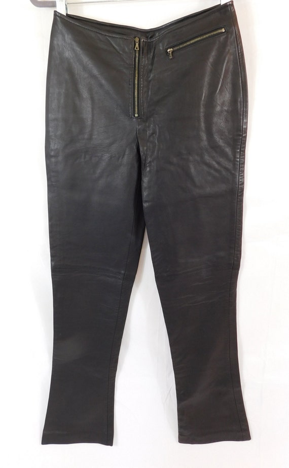 Vintage 90'S Calvin Klein Black 100% Leather Pants