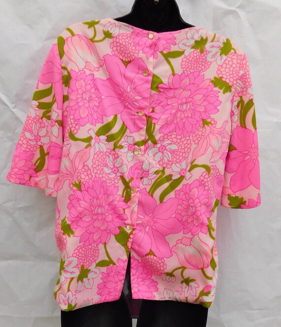 Vintage 1970's Joy Stevens Bold Floral Print Silk… - image 6