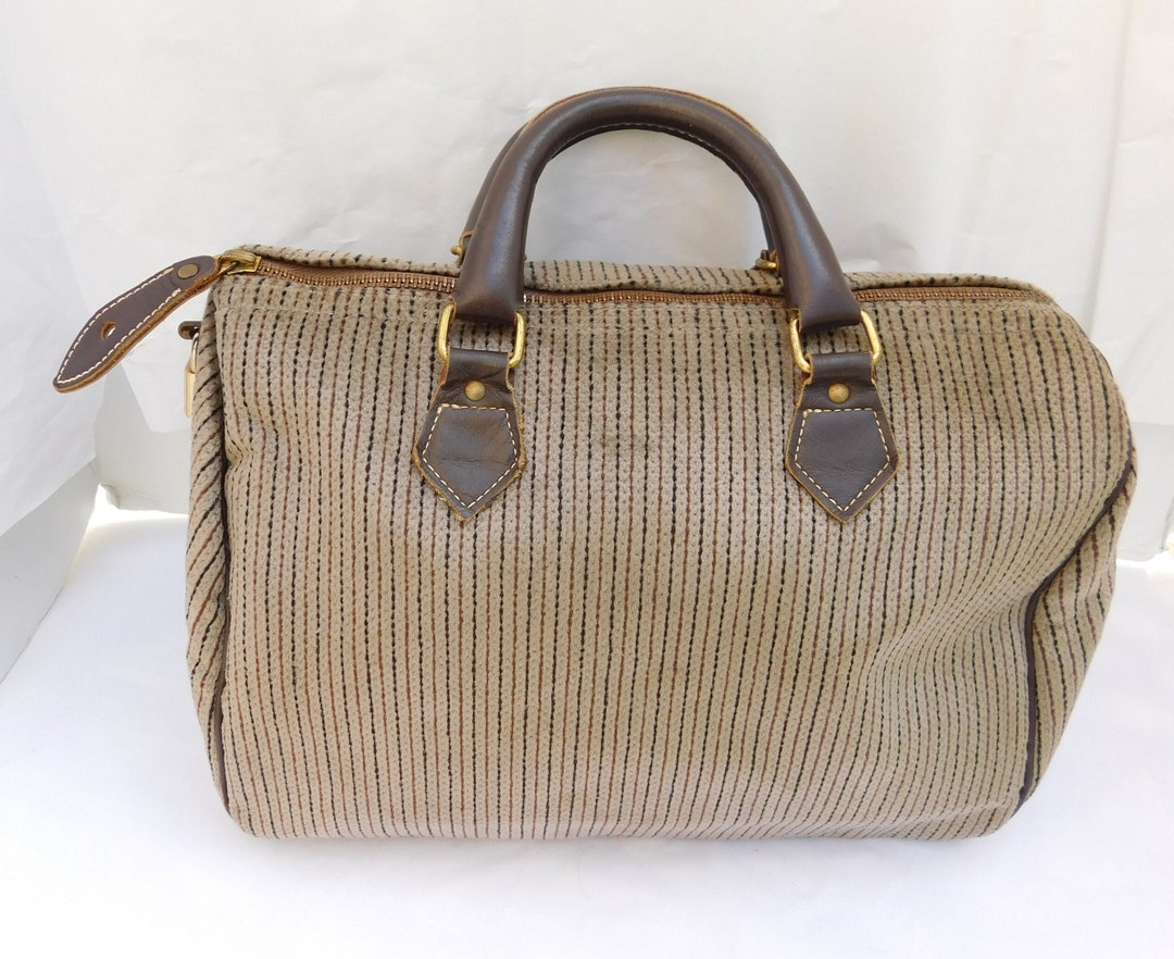 Vintage FRENCH LUGGAGE COMPANY Canvas Leather Trim Speedy Satchel Etsy