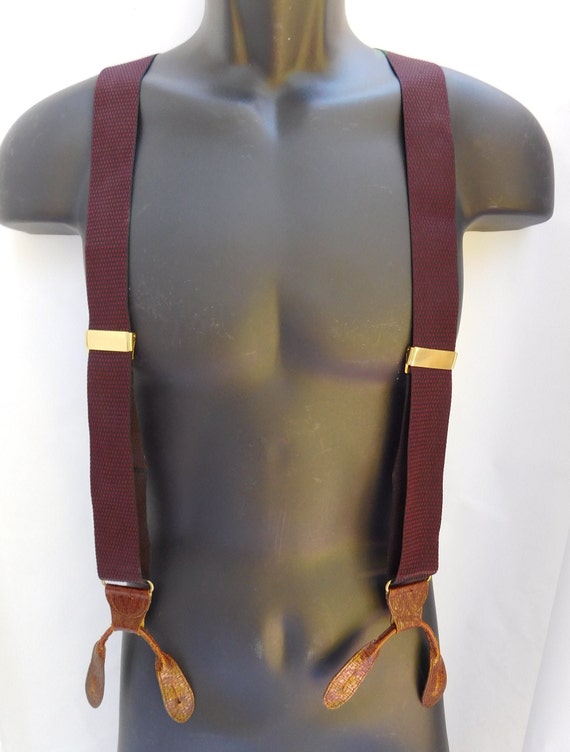 Vintage MARTIN DINGMAN Embossed Leather Y Suspend… - image 1