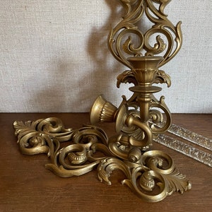 Gold Floral Wall Sconce, 70&#39;s, Burwood, Candlestick, Flowers, Hollywood Regency, Boho, Set