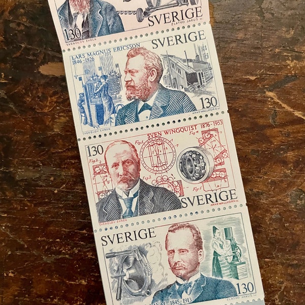 Vintage SWEDISH Postage Stamps, Sverige, Illustration, Booklet, Series