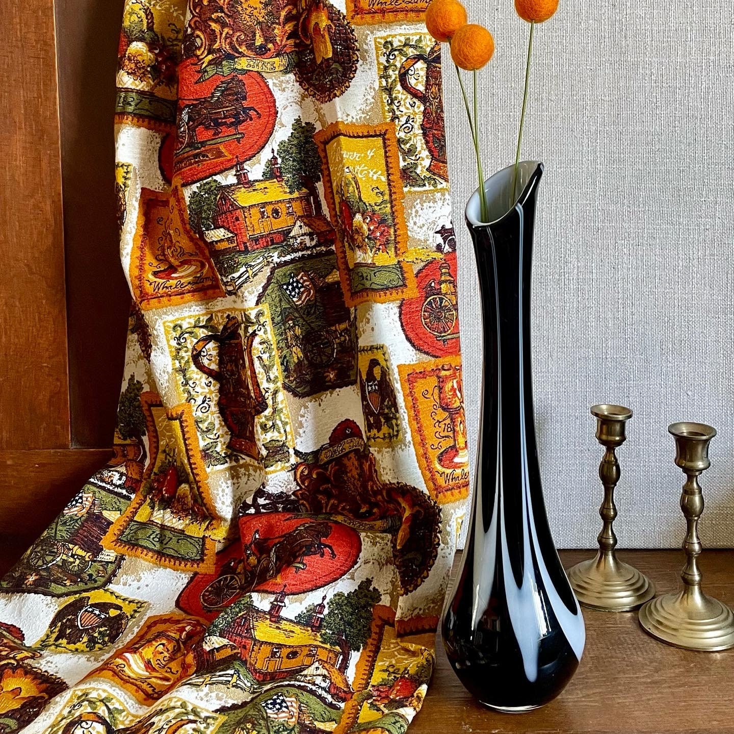 BARKCLOTH Fabric Panel, Colonial Pattern, House N Home Fabrics and Draperies Inc., Sew, Pillows