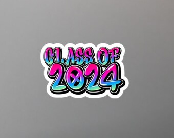 Class of 2024 Graffiti Kiss-Cut Vinyl Decal Sticker - Graduation Class of 24