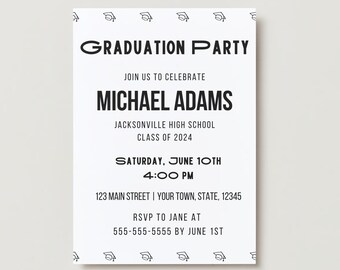 Editable Graduation Invitation Template Printable Graduation Party ...