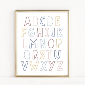 Alphabet poster, Nursery Decor, ABC Wall art, Alphabet Wall Art, Alphabet Print, Nursery Print, Kids Room Decor, ABC Print, ABC poster