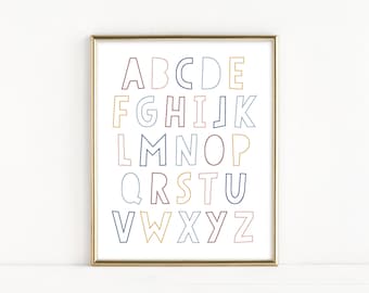 Alphabet poster, Nursery Decor, ABC Wall art, Alphabet Wall Art, Alphabet Print, Nursery Print, Kids Room Decor, ABC Print, ABC poster