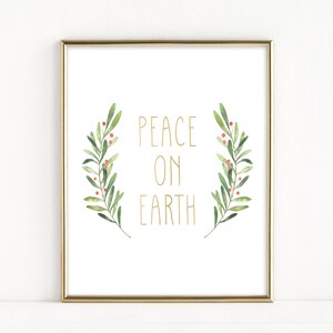 Peace on Earth Sign, Instant Download, Printable Christmas Art, Modern Farmhouse Christmas Decor, Peace on Earth Holiday Print