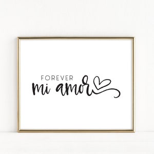 Forever Mi Amor Print - My Love Romantic Printable Art - Valentine's Day Art Print - Valentines Day Decor - Valentine Gift for Him or Her