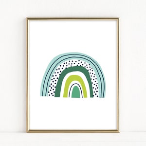 Rainbow Nursery Art, Green and Blue Nursery Printable, Rainbow Print, Gender Neutral Nursery Artwork, Kids Room Decor, Digital Art