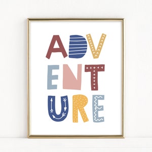 Adventure Typography Printable, Travel Quote Poster, Adventure Printable Art, Travel Quote Sign, Instant Download